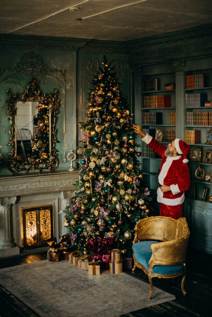 christmas tree and santa