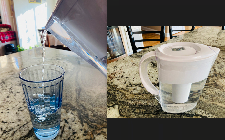 Brita filter pitcher and glass of water