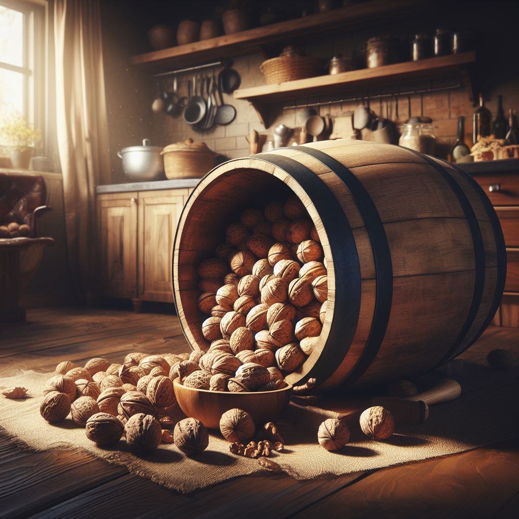 barrel of english walnuts