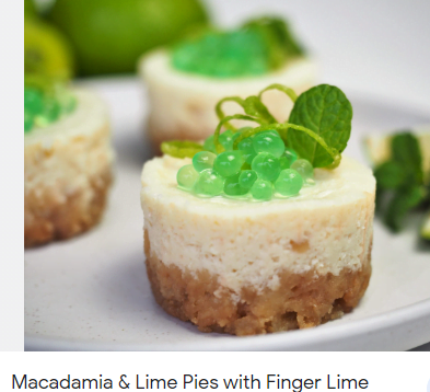 Macadamia and lime pie with finger lime