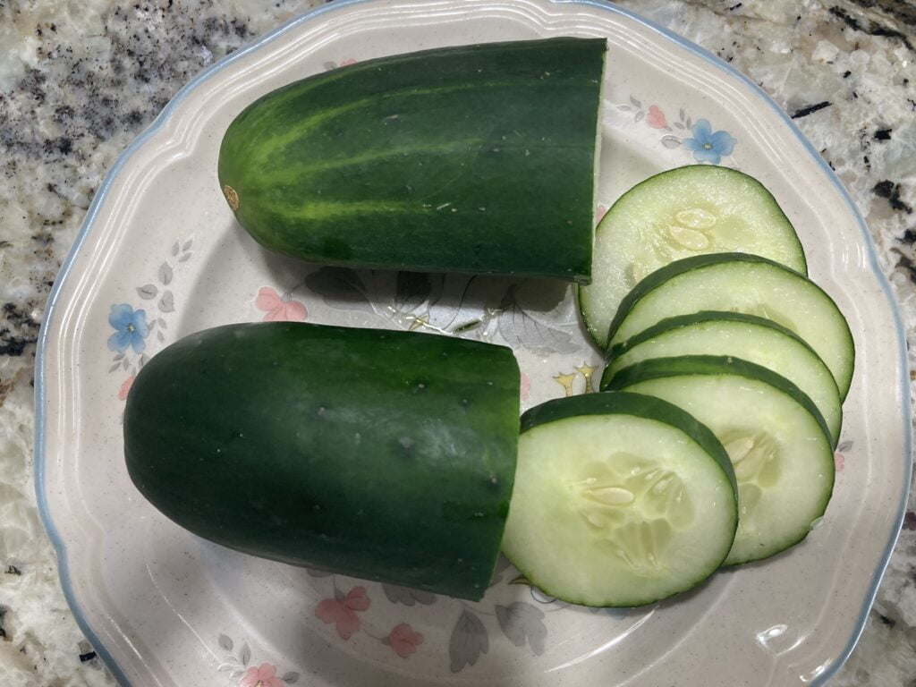 Slice Cucumber on a plate