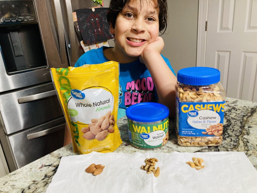 Happy kid who love his nuts