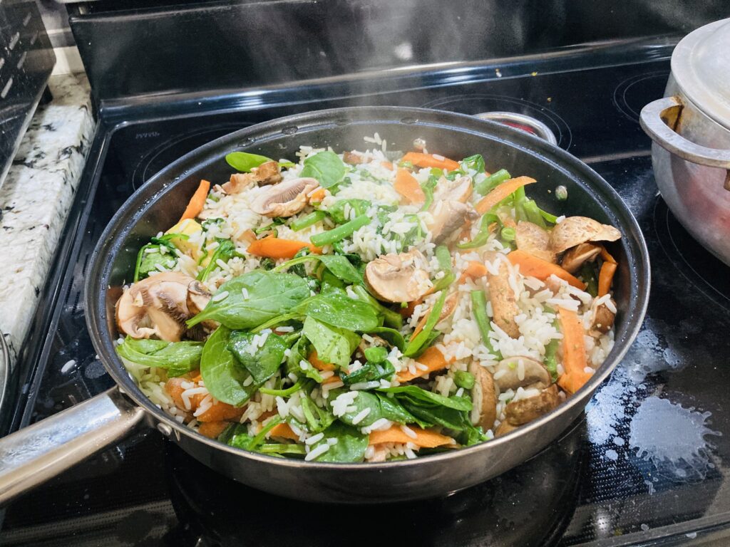 Baby Spinach with Rice and Mushroom
