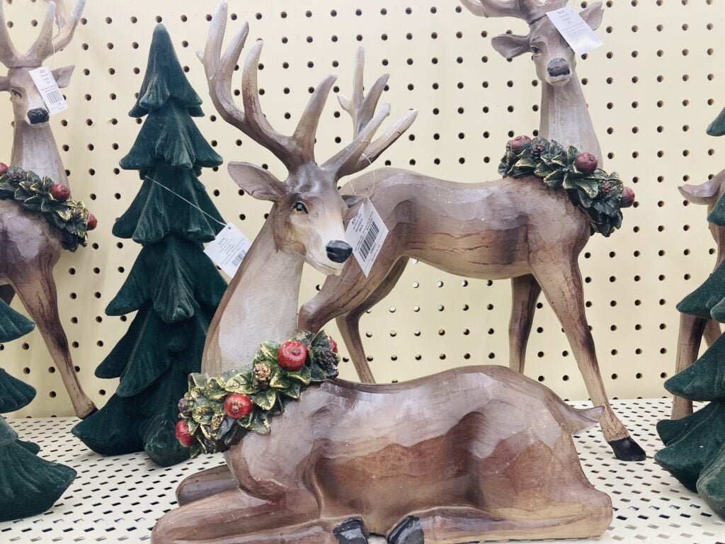 Reindeer with garland around neck