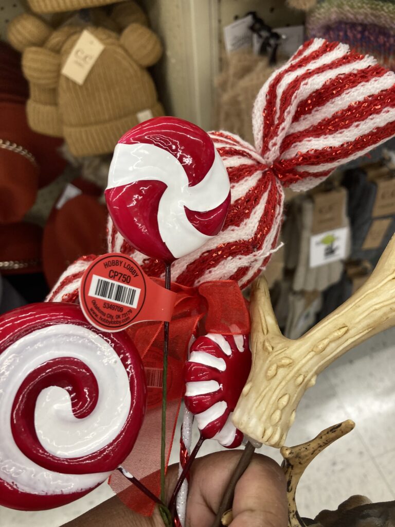 Candy cane with antlers décor