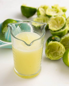 Lime juice freshly squeeze in a measuring jar