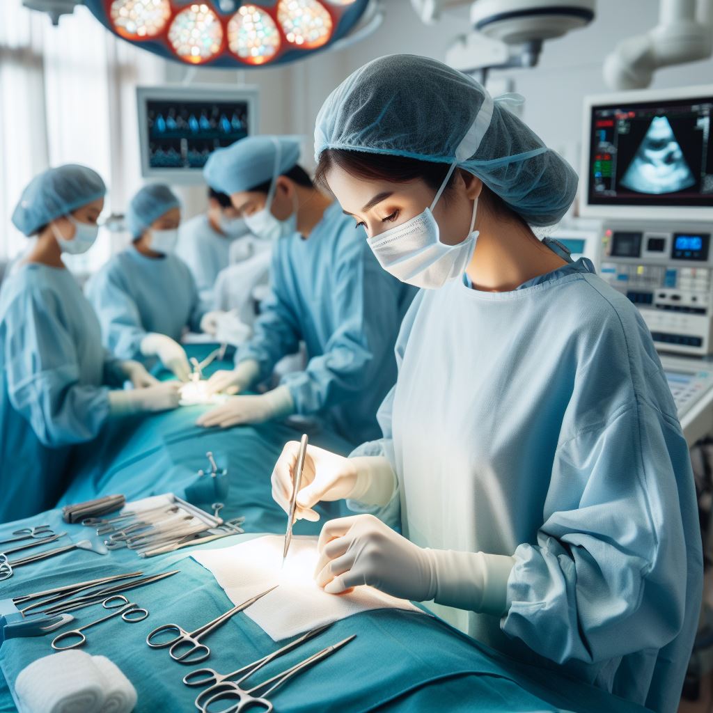 Scrub nurse at work.