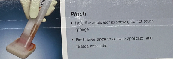 Pinching chloraprep applicator