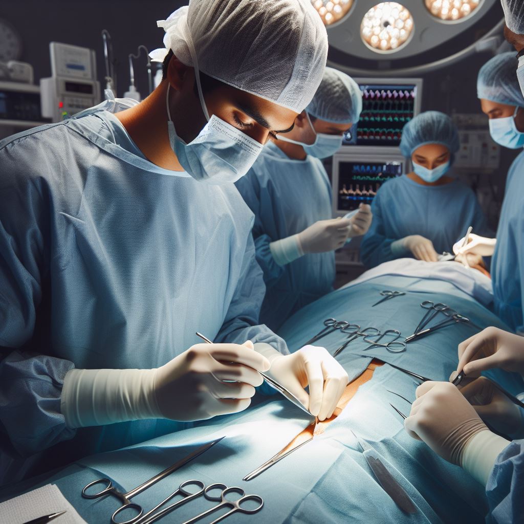 Surgeon and surgical team at work