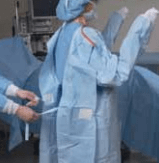 securing the sterile gown