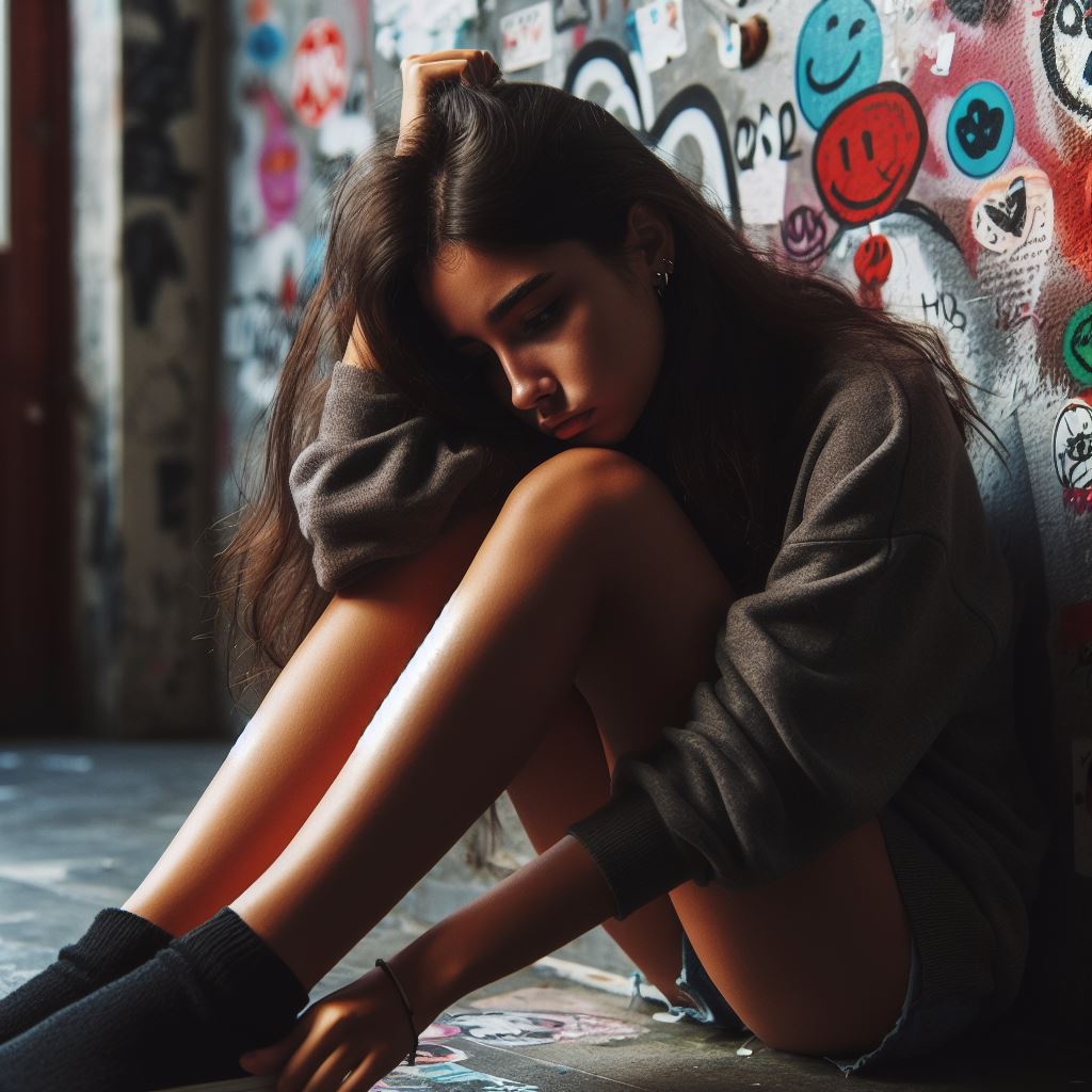 Depress teenage girl