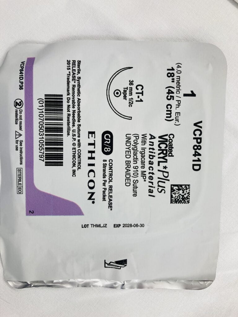 Vicryl plus suture comes with 8 needles