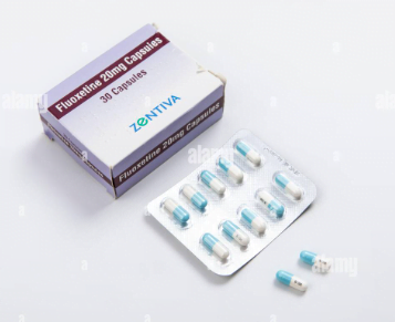 Fluoxetine 20mg pills in a box